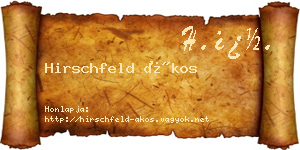 Hirschfeld Ákos névjegykártya